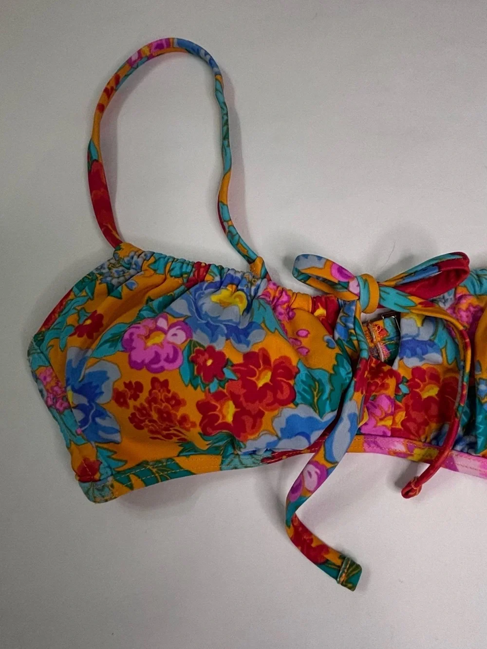 Xhilaration Floral Tie-Front Bikini Top in Bright Multicolor Sz M